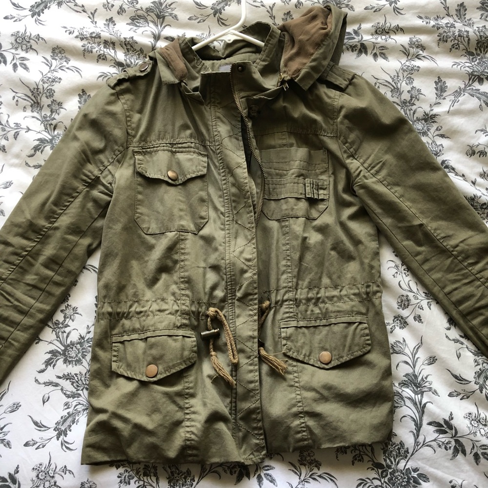 Olive green army cargo jacket
